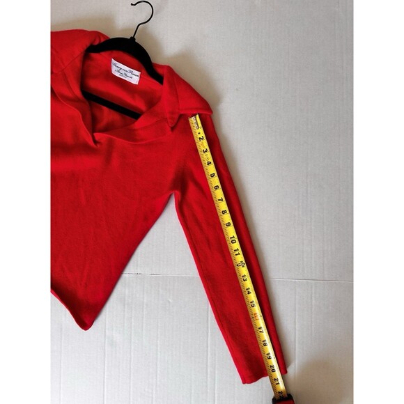 Vintage Italian 100% Cashmere Red Polo Sweater Nancy Von Riesen Women’s Medium - Picture 3 of 9